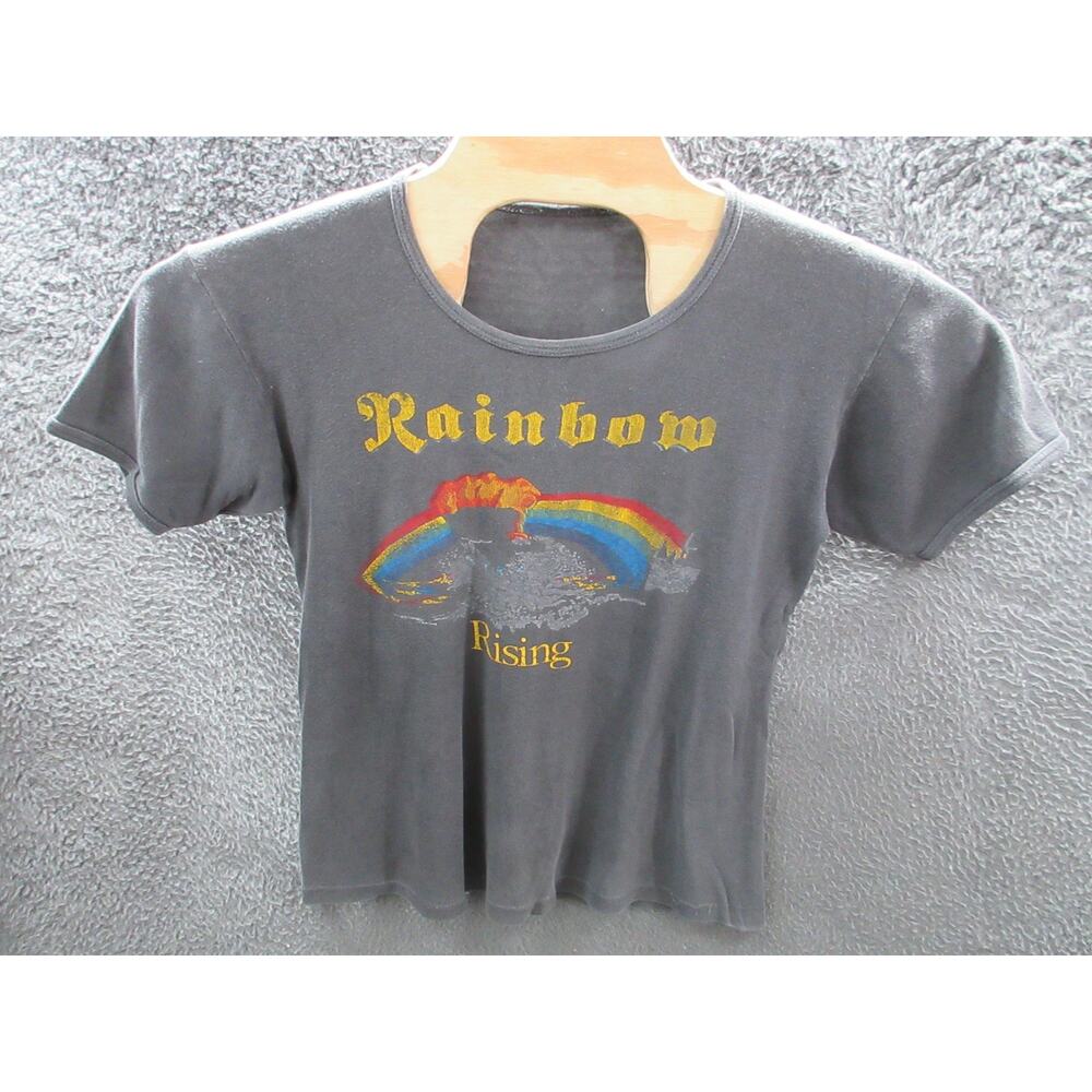 Vintage RAINBOW RISING 1981 OVER EUROPE w/ DEF LEPPARD Tour Shirt